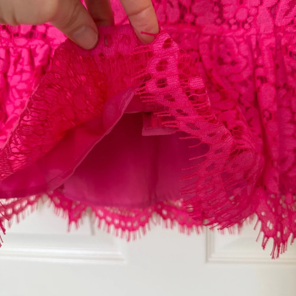 NWT J. Crew Peplum Lace Blouse Size 2 Bright Pink